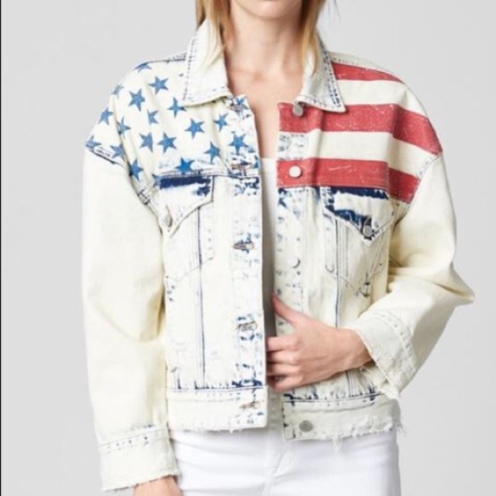 NWT Blank NYC American Flag Denim Jacket